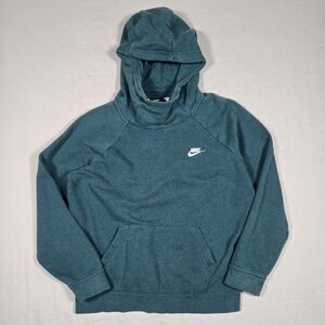 Nike Sportswear Essential Funnel-Neck Fleece Pullover Hoodie Teal Womens Large